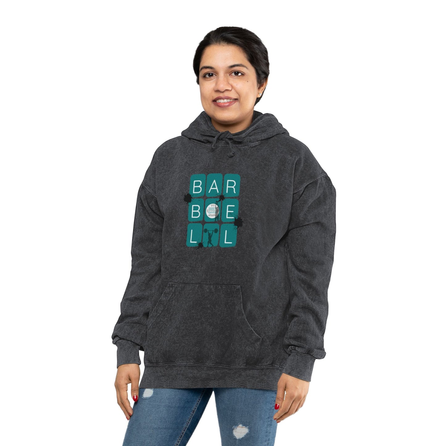 Mineral Wash Hoodie - Barbell Block Design